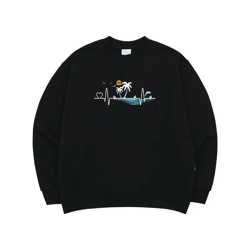 Palm Tree Beach Heartbeat Tropical Sunset Summer Vacay Sweatshirt