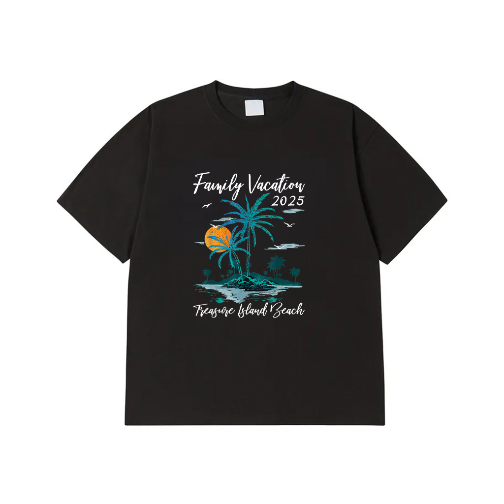 Palm Tree Family Vacation 2025 Florida Beach Treasure Island T-Shirt