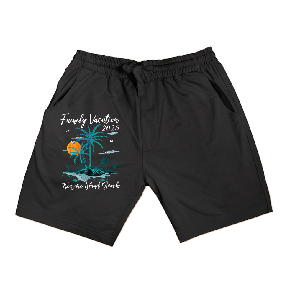 Palm Tree Family Vacation 2025 Florida Beach Treasure Island Shorts