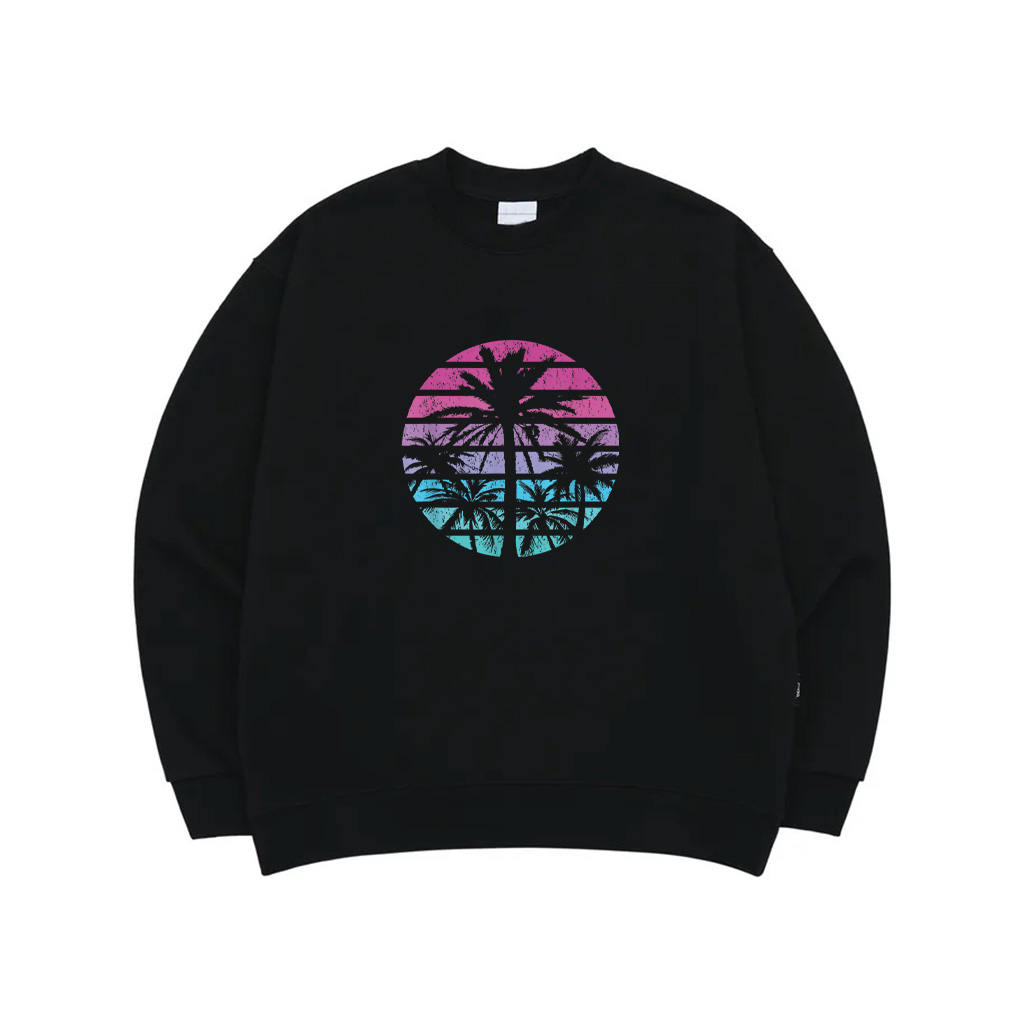 Palm Tree Retro Sunset Summer Beach Vintage Tropical Graphic Sweatshirt