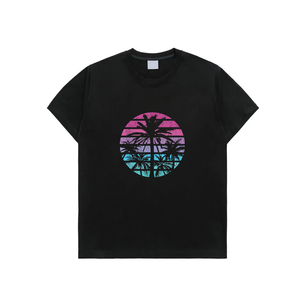 Palm Tree Retro Sunset Summer Beach Vintage Tropical Graphic T-Shirt