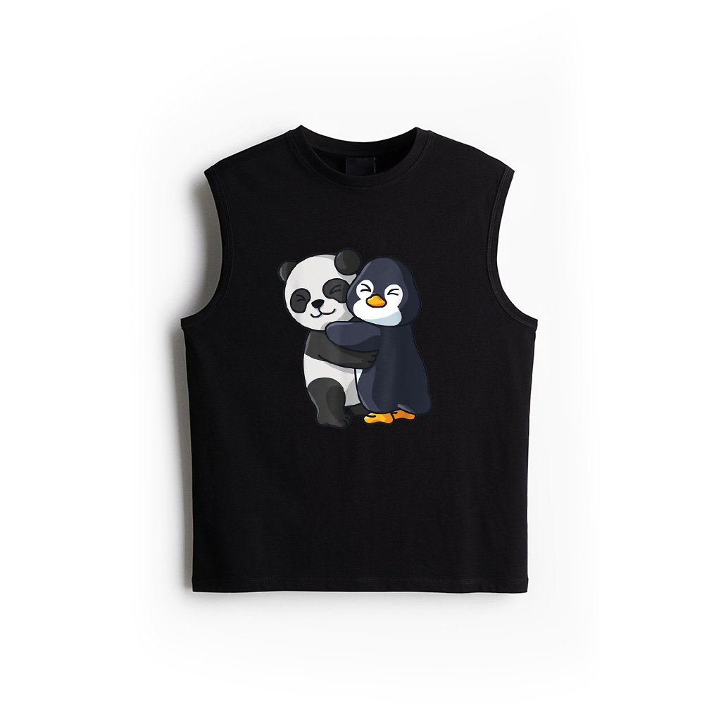 Panda And Penguin Cute Animal Lover Hugging Women Girls Tank Top