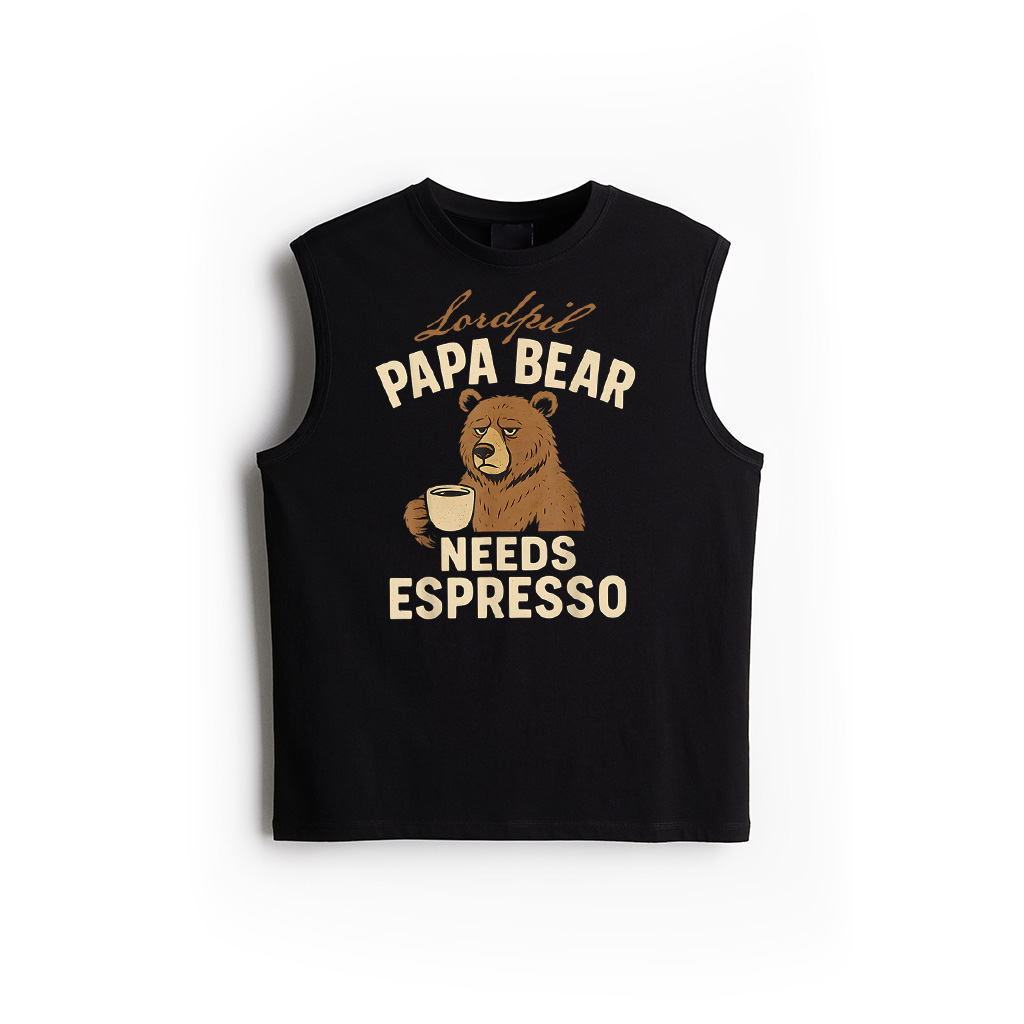 Papa Bear Needs Espresso Funny Dad Coffee, Father's Day Tank Top