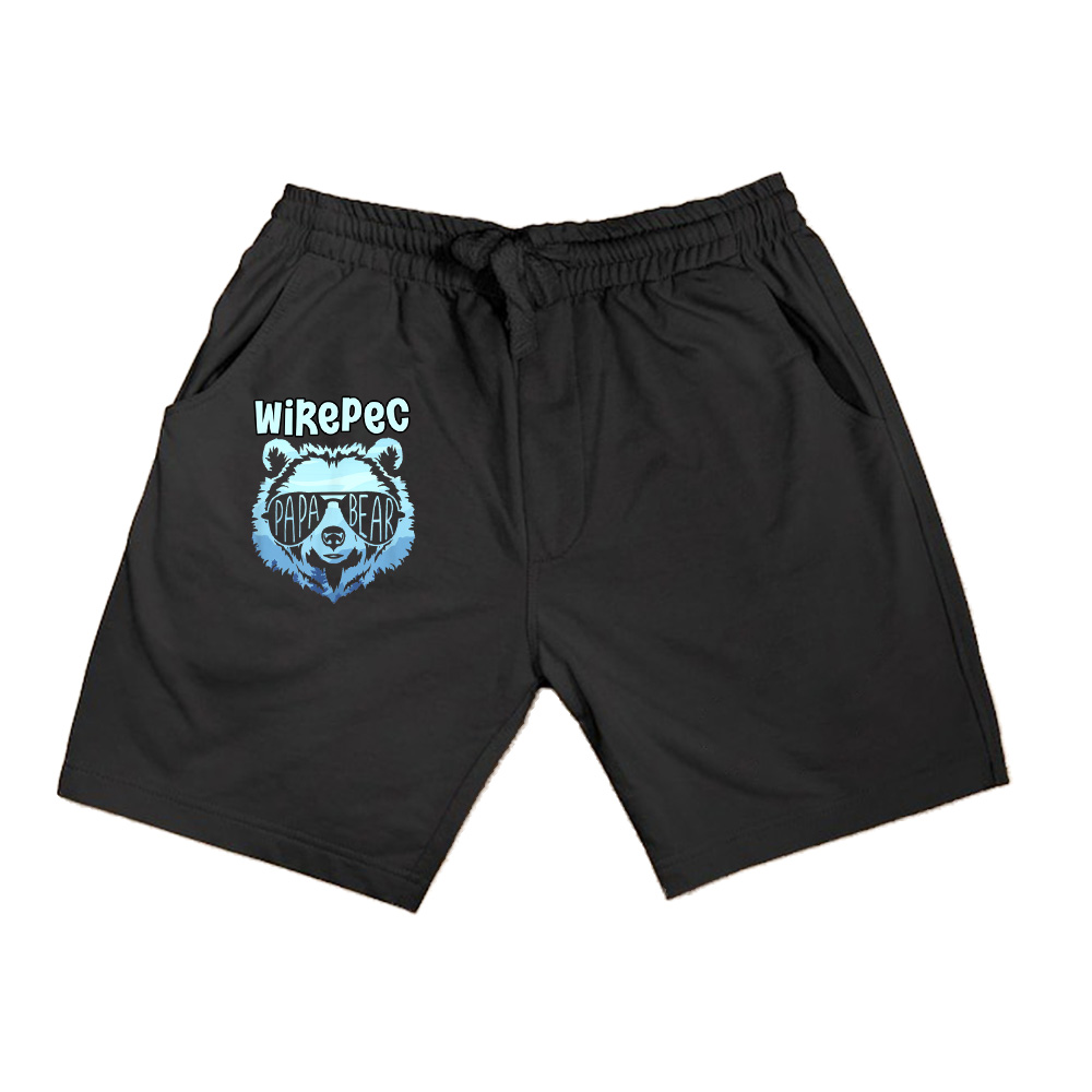 Papa Bear Vintage Graphic Grizzly Silhouette Shorts