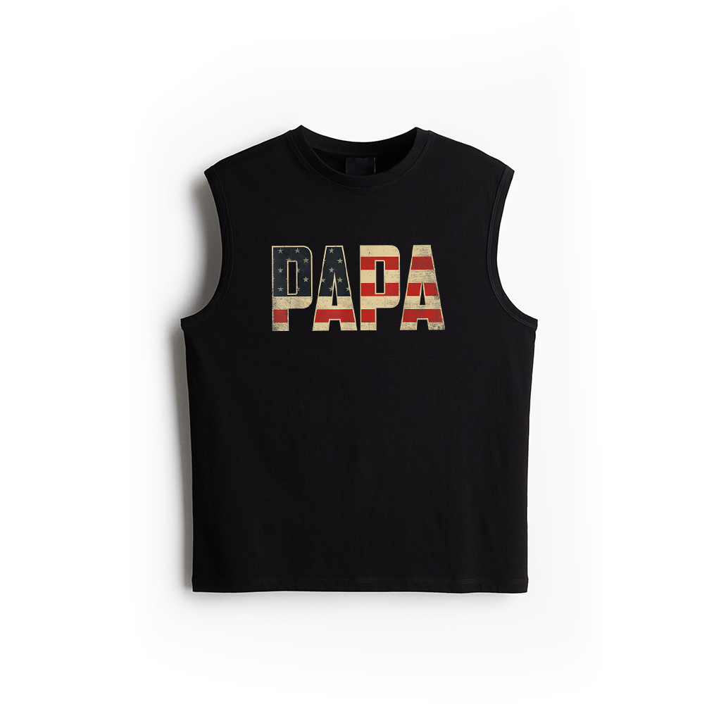 Papa Bold Patriotic American Flag Fathers Day Papa Tank Top