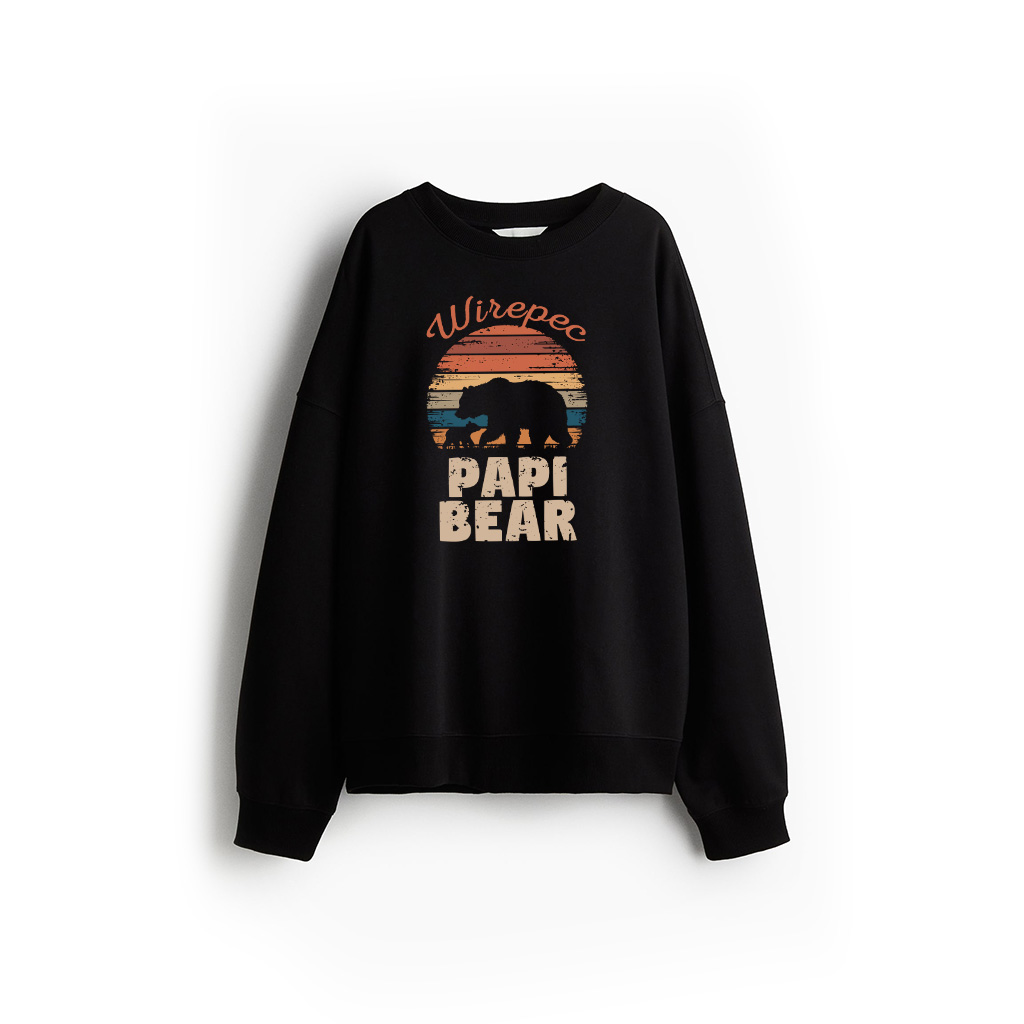 Papi Bear Vintage Retro Funny Father's Day 1 Cub Sweatshirt