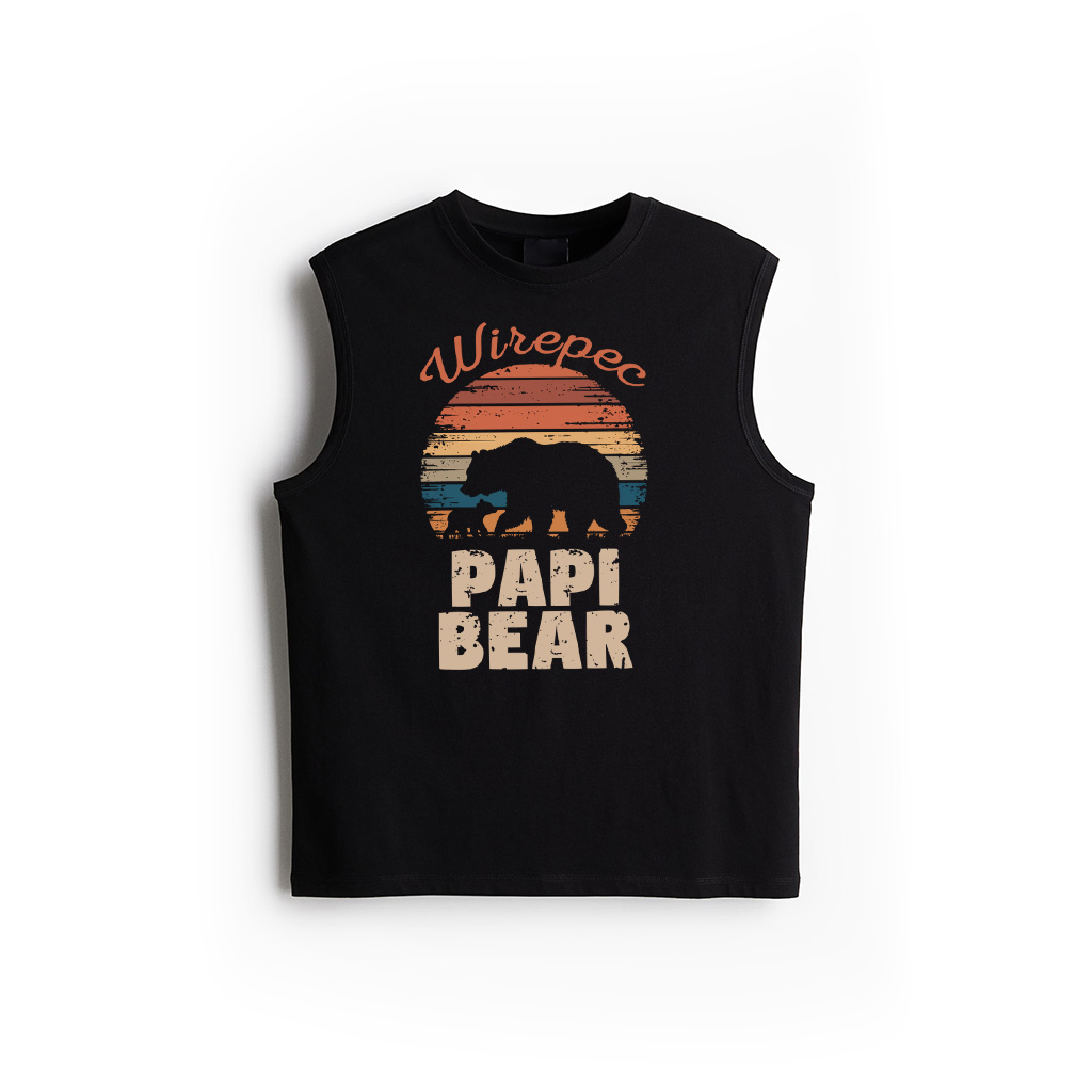 Papi Bear Vintage Retro Funny Father's Day 1 Cub Tank Top