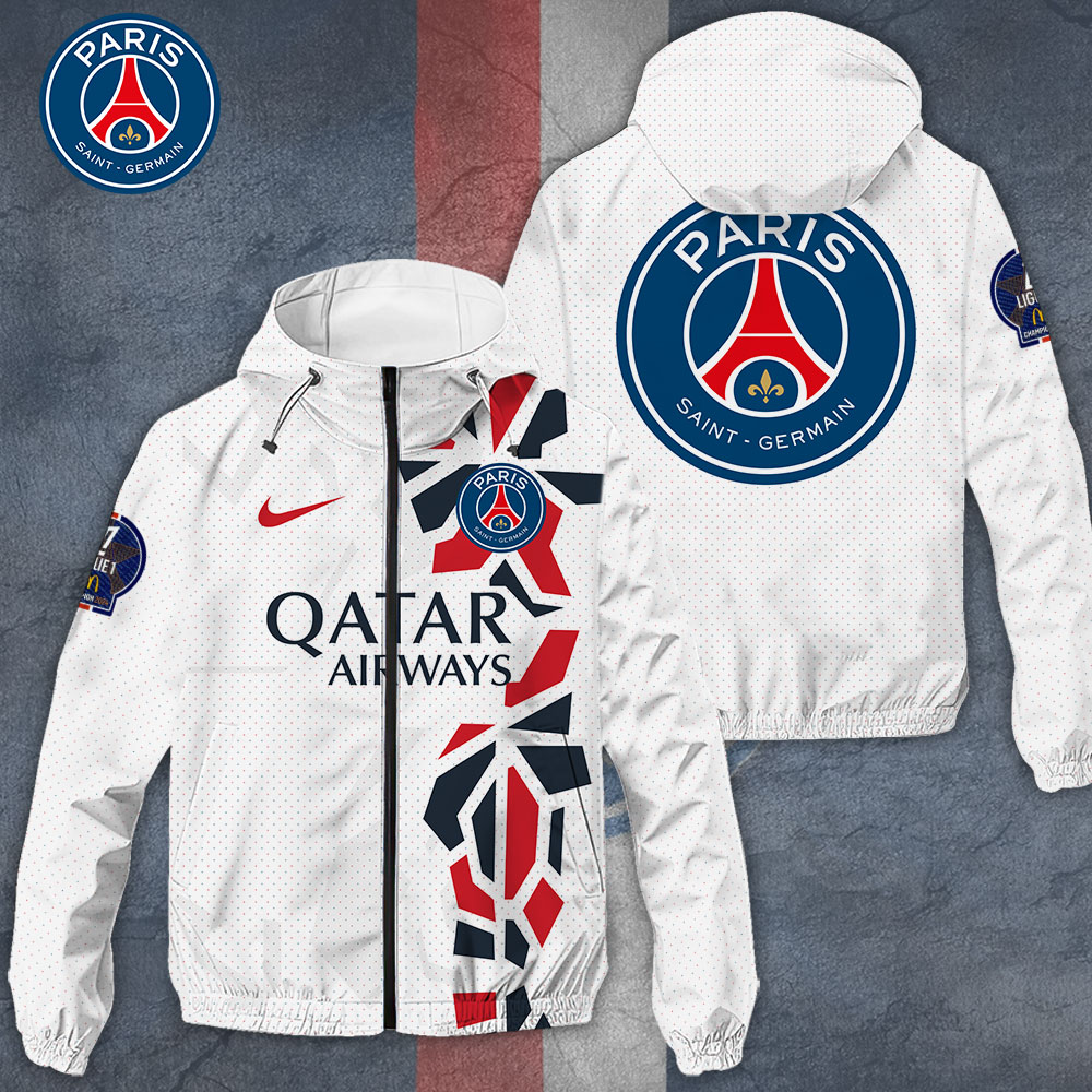 Paris Saint Germain Ligue 1 Style Windbreaker Jacket For Fans