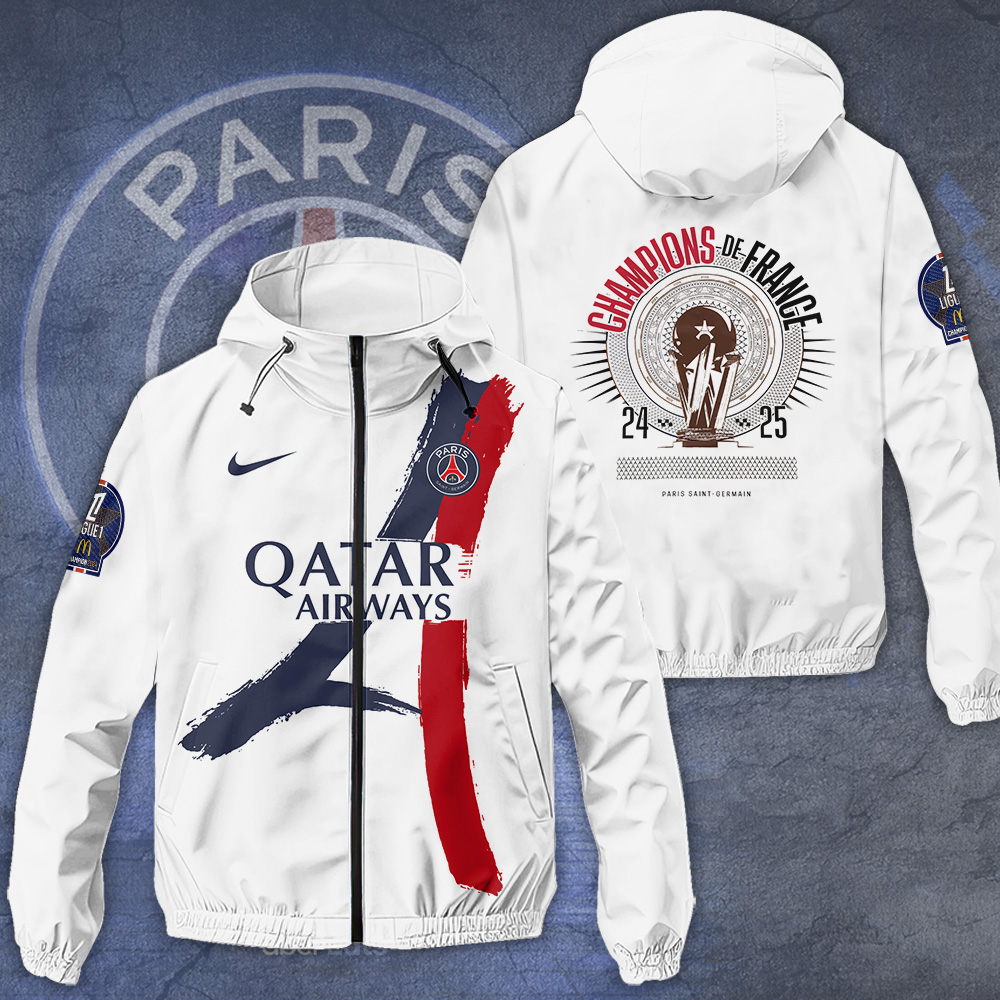 Paris Saint Germain Ligue 1 Style Windbreaker Jacket For Fans