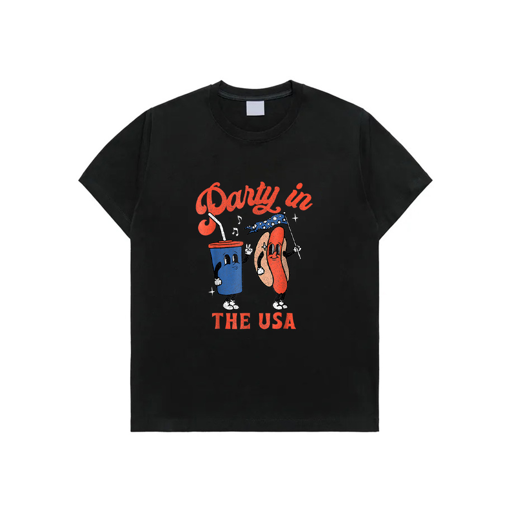 Party In The USA 4Th Of July Cute Soda And Hotdog Patriotic Women Kids Men T-Shirt