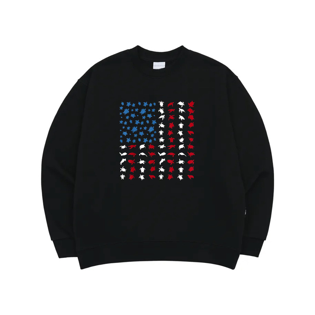 Patriotic American Flag Sea Turtle Vintage US Flag Sweatshirt