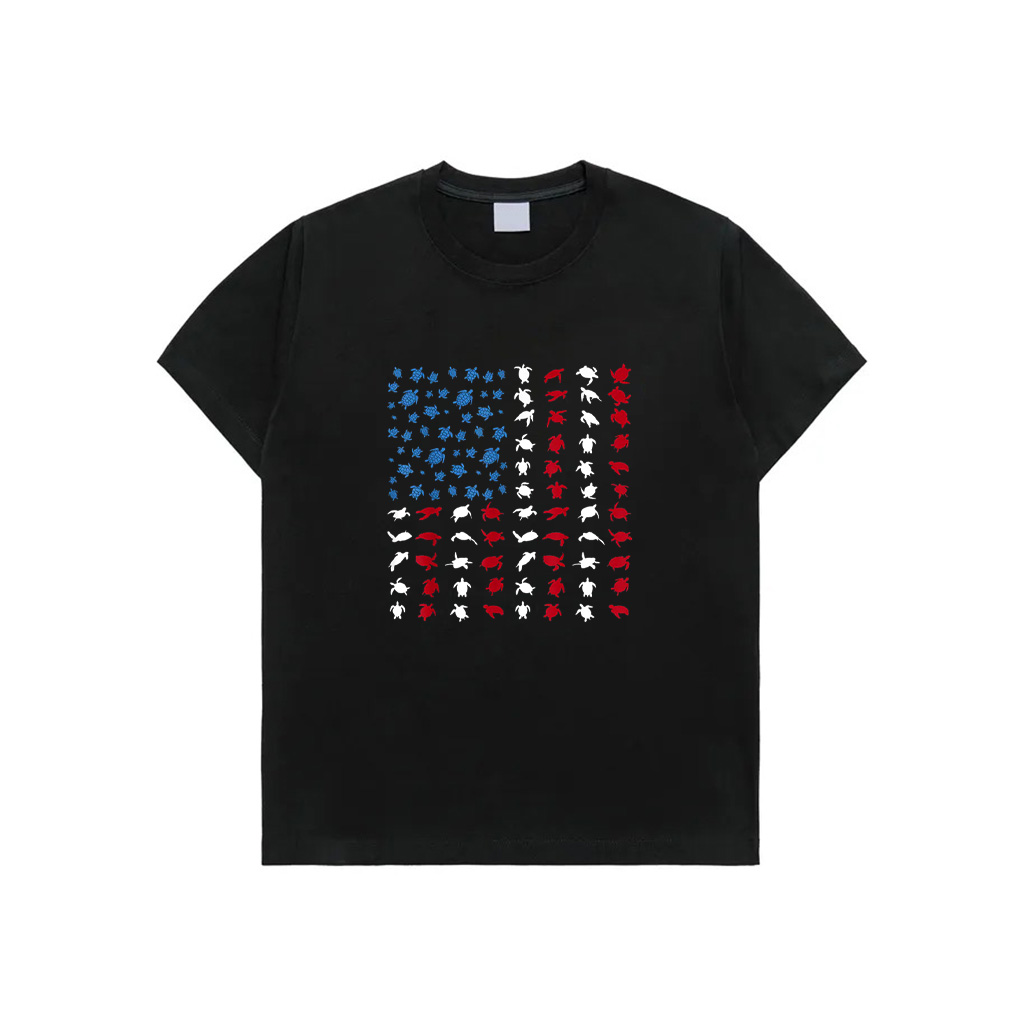 Patriotic American Flag Sea Turtle Vintage US Flag T-Shirt