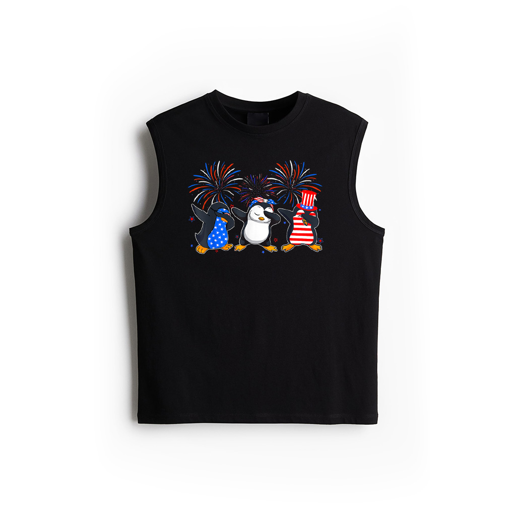 Patriotic Animals Penguin USA Flag Tank Top