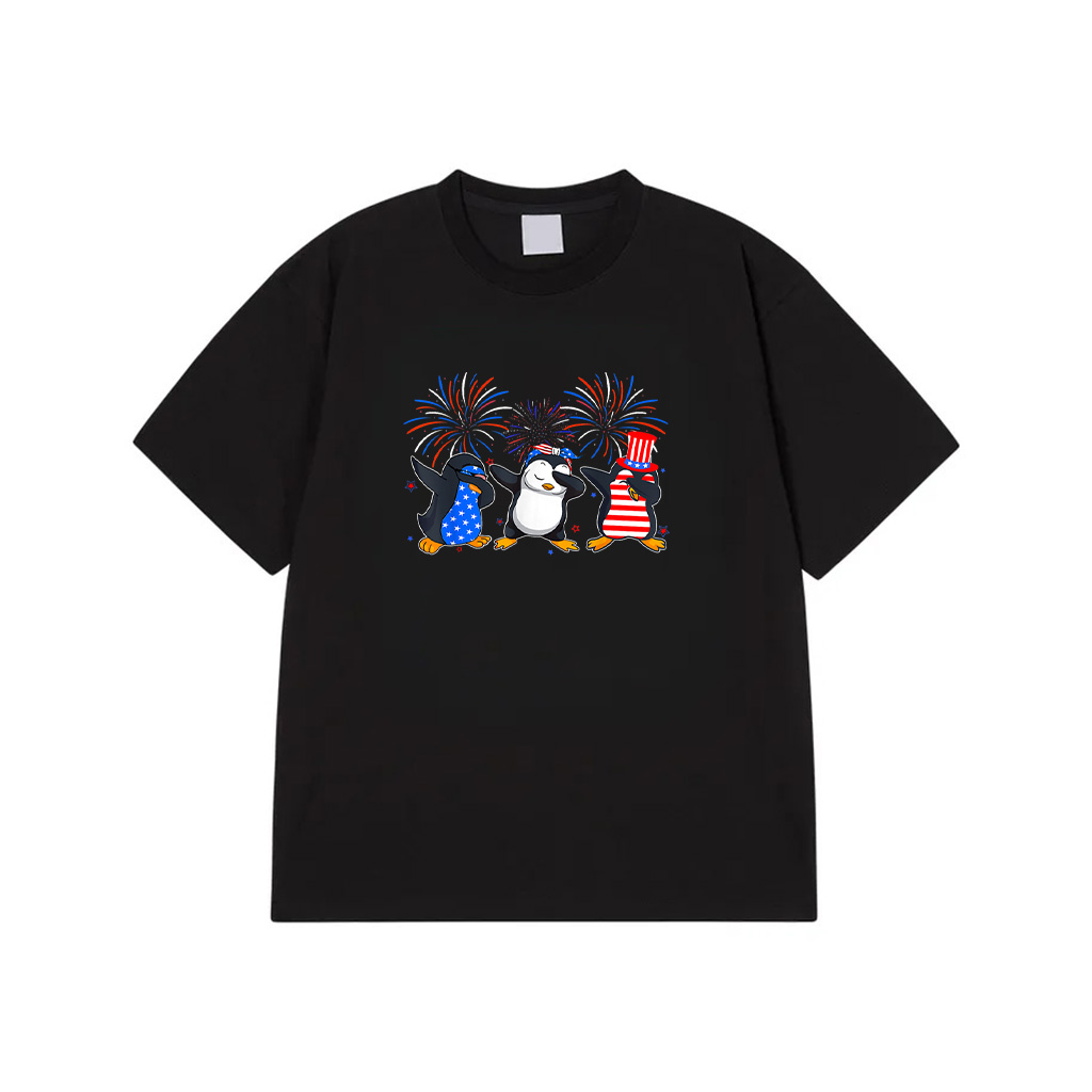 Patriotic Animals Penguin USA Flag T-Shirt