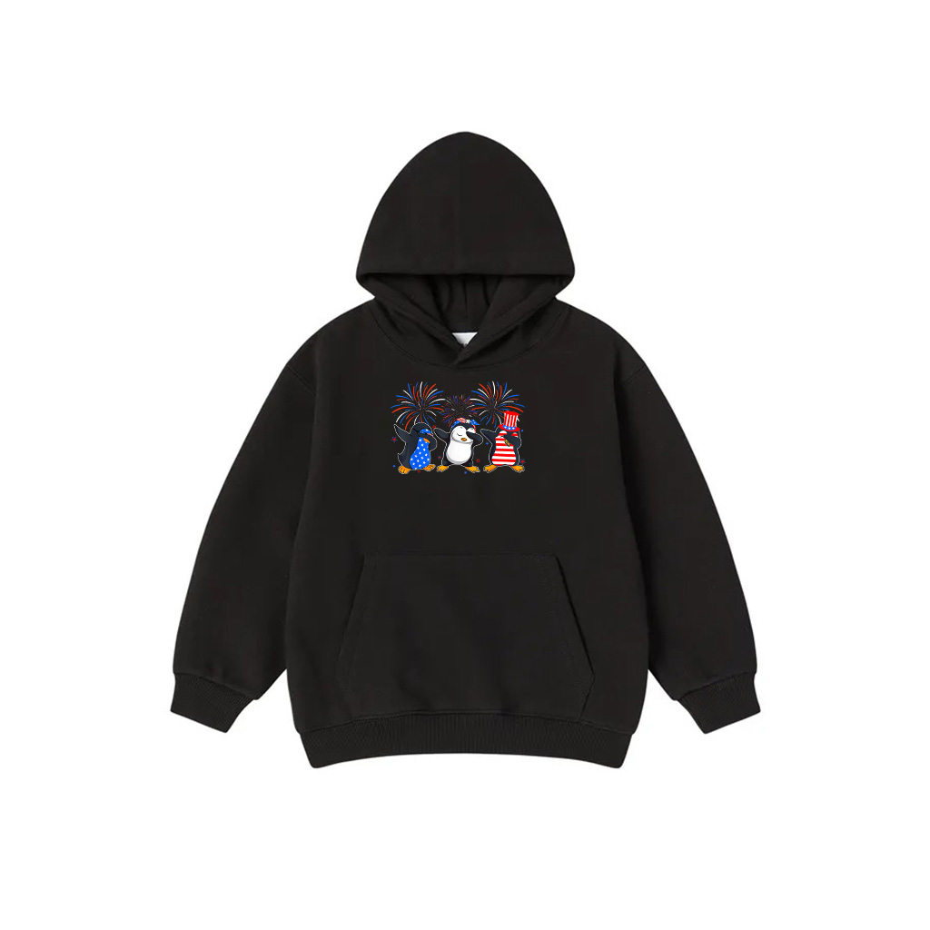 Patriotic Animals Penguin USA Flag Hoodie