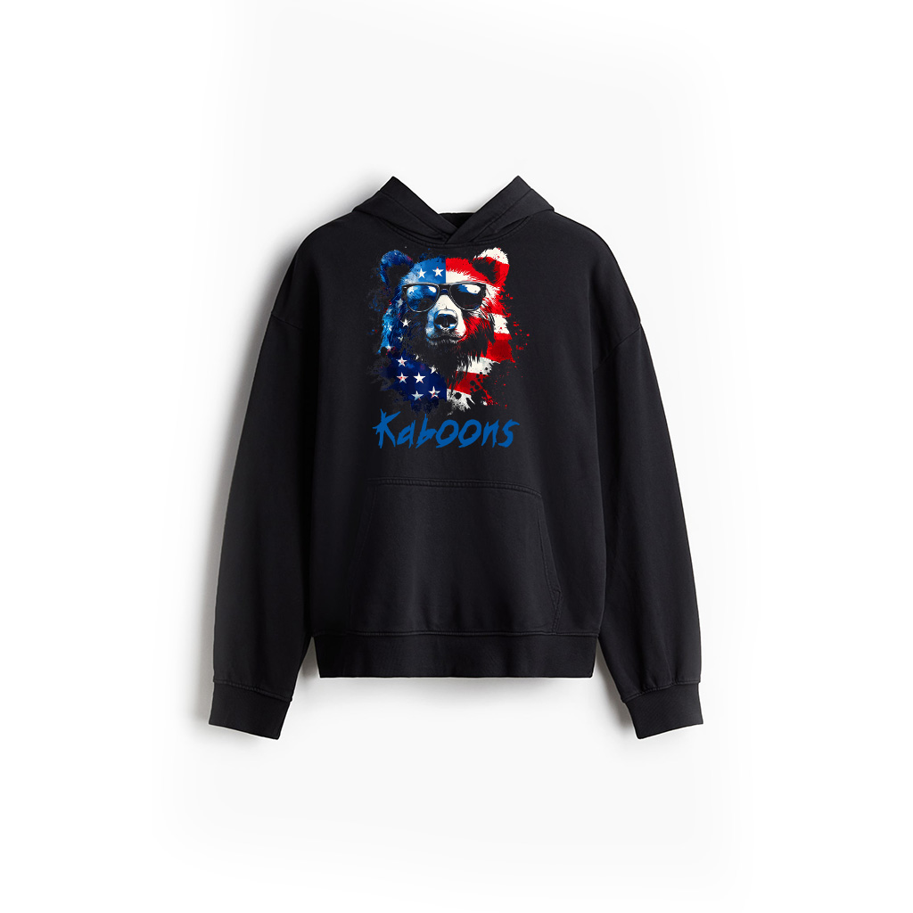 Patriotic Bear American Flag Grizzly Bear 4Th Of July Hoodie