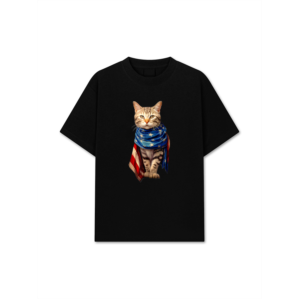 Patriotic Cat 4Th Of July Men USA American Flag T-Shirt