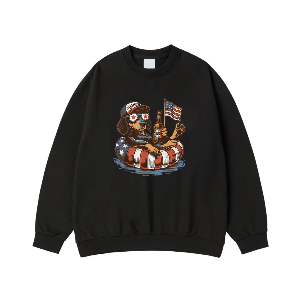 Patriotic Dog Funny 4Th Of July Dachshund Summer Drink Beer Sweatshirt