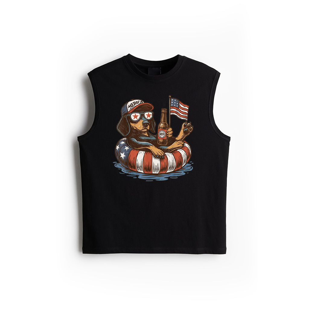 Patriotic Dog Funny 4Th Of July Dachshund Summer Drink Beer Tank Top