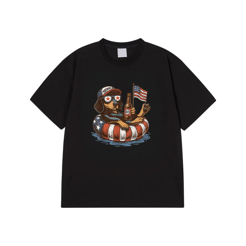 Patriotic Dog Funny 4Th Of July Dachshund Summer Drink Beer T-Shirt