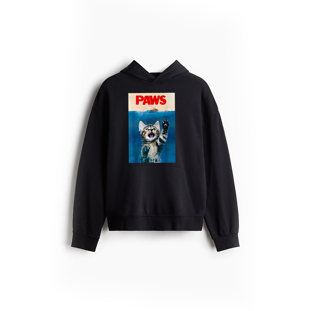PAWS Funny Cat Parody Cat Lover Gift Kitten Shark Mouse Meow Hoodie