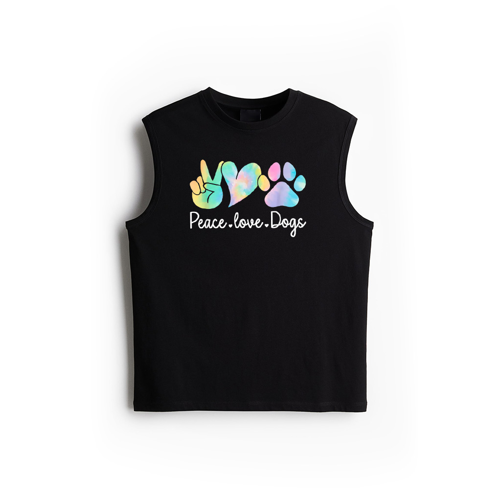 Peace Love Dogs Tie Dye Dog Lover Rescue Puppy Tank Top For Men Women Girls Kids