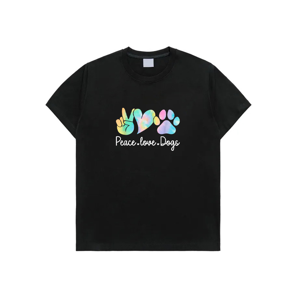 Peace Love Dogs Tie Dye Dog Lover Rescue Puppy T-Shirt For Men Women Girls Kids