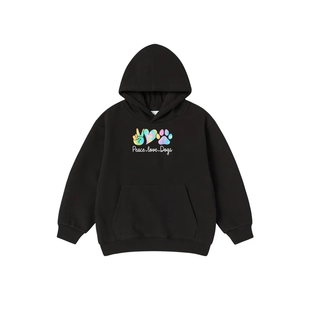 Peace Love Dogs Tie Dye Dog Lover Rescue Puppy Hoodie For Men Women Girls Kids