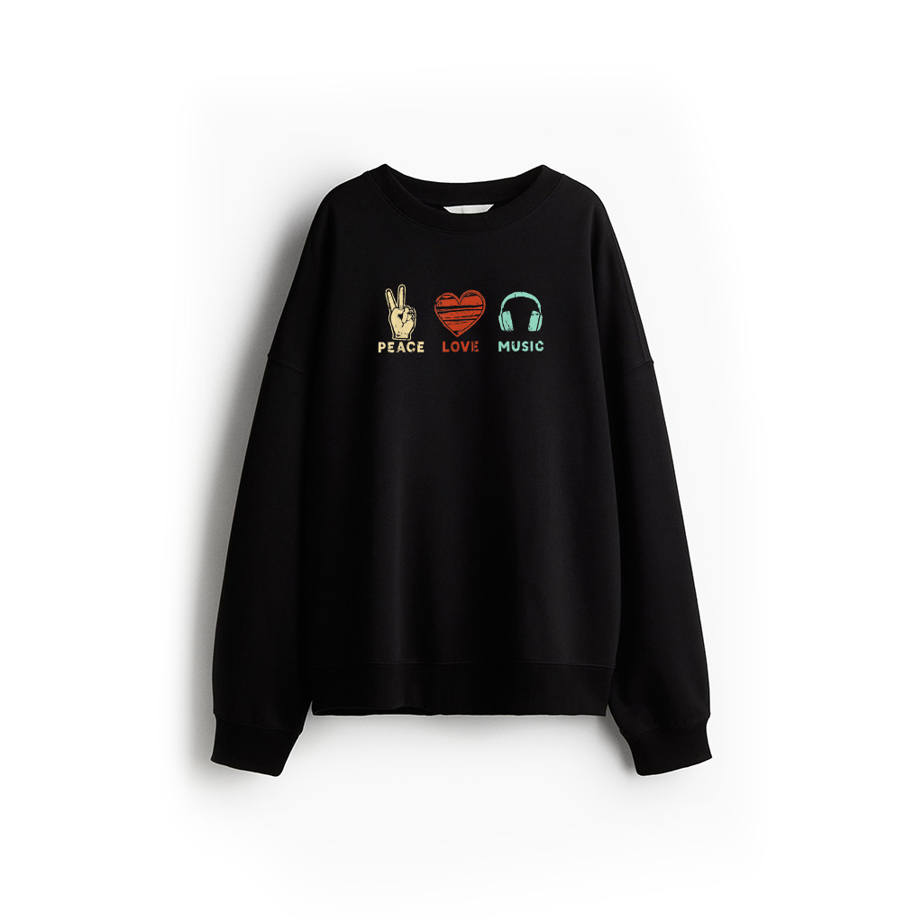 Peace Love Music Vintage Music Lover With Headphone Sweatshirt