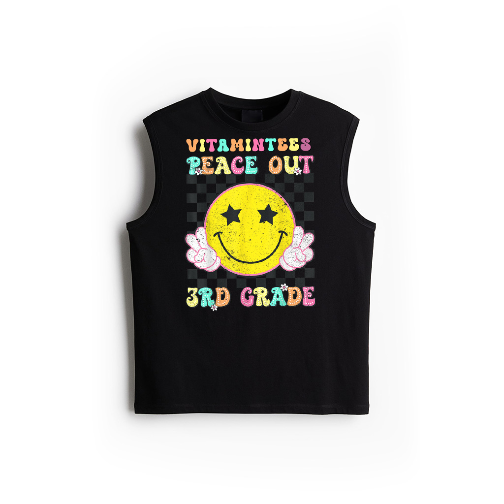 Peace Out 3Rd Grade Groovy Smile Face Last Day Of School Tank Top