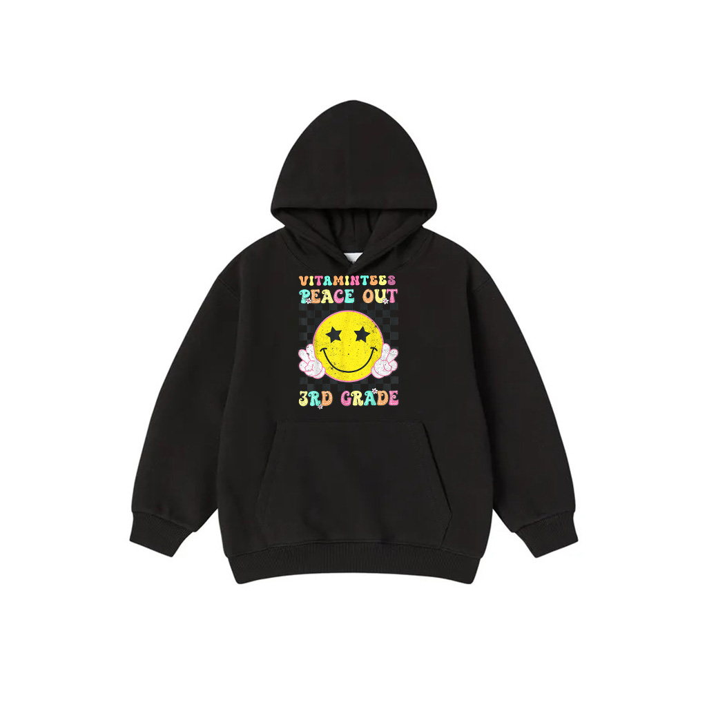 Peace Out 3Rd Grade Groovy Smile Face Last Day Of School Hoodie