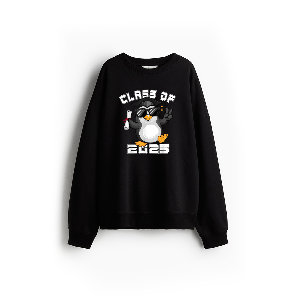 Peace Sign Hand Penguin Class Of 2025 Graduation Sweatshirt