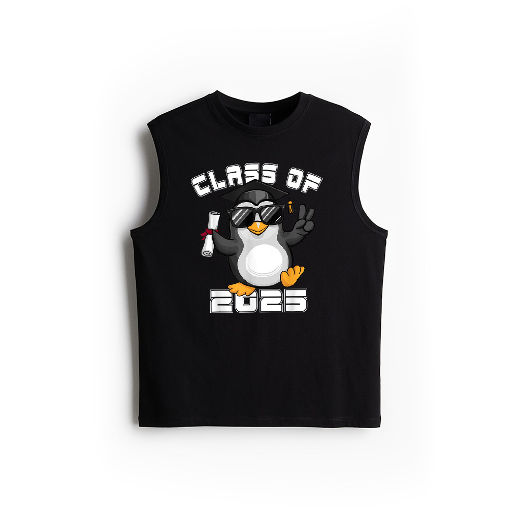 Peace Sign Hand Penguin Class Of 2025 Graduation Tank Top