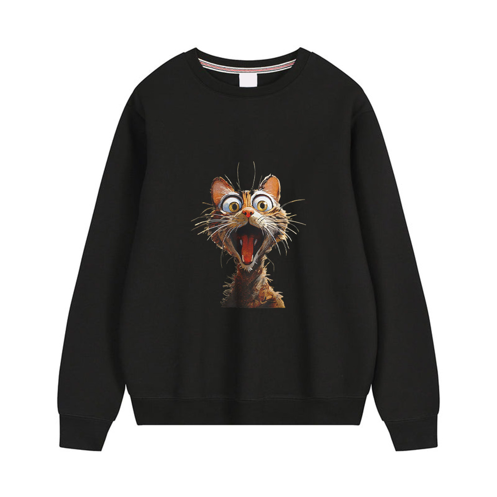 Peach Bruh Funny Cute Screaming Cat Kitten Yelling Vintage Sweatshirts