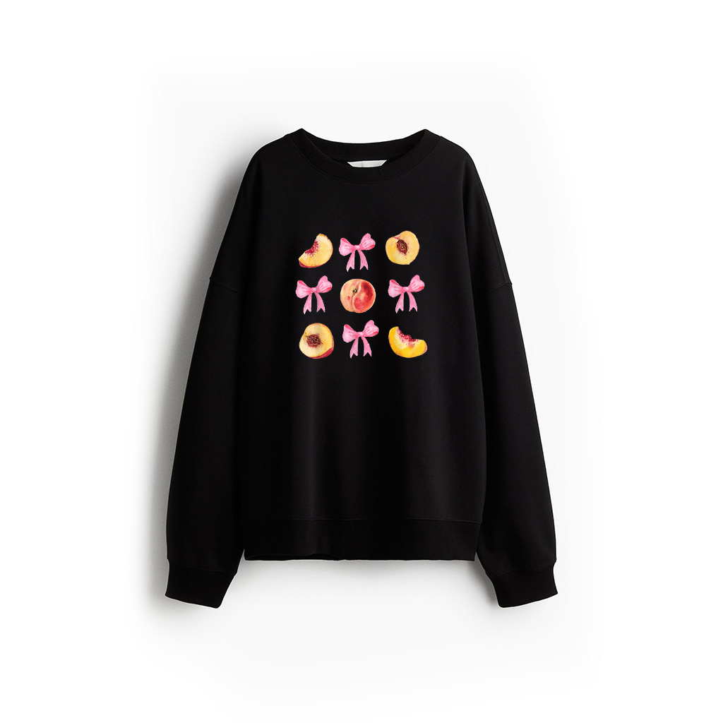 Peach Fruit Pink Bows Fruit Aesthetic Coquette Girl Peach Sweatshirt