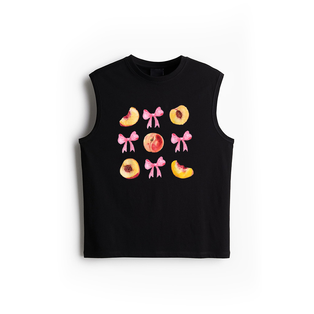 Peach Fruit Pink Bows Fruit Aesthetic Coquette Girl Peach Tank Top