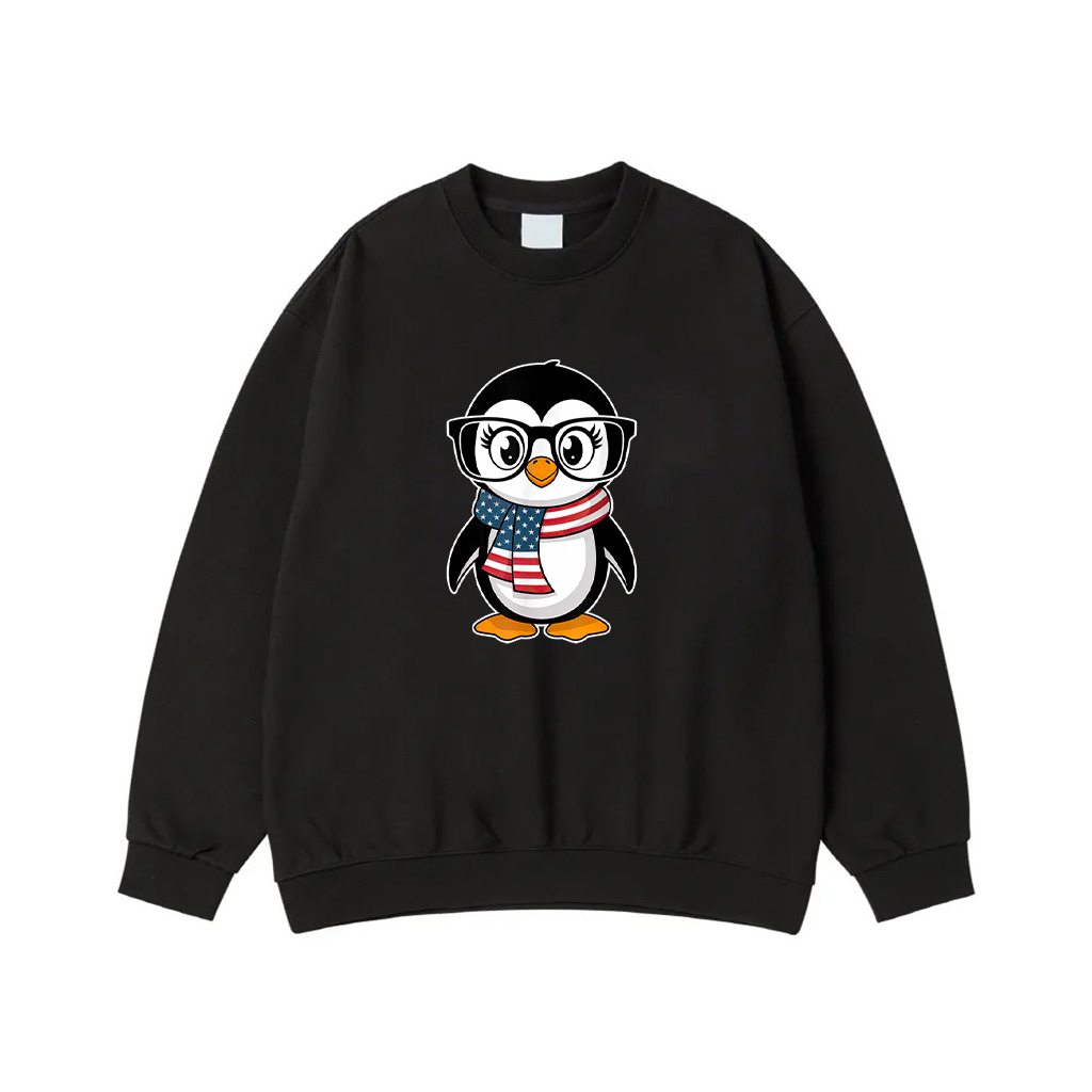 Penguin 4Th Of July USA American Flag Patriotic Cute Sweatshirt