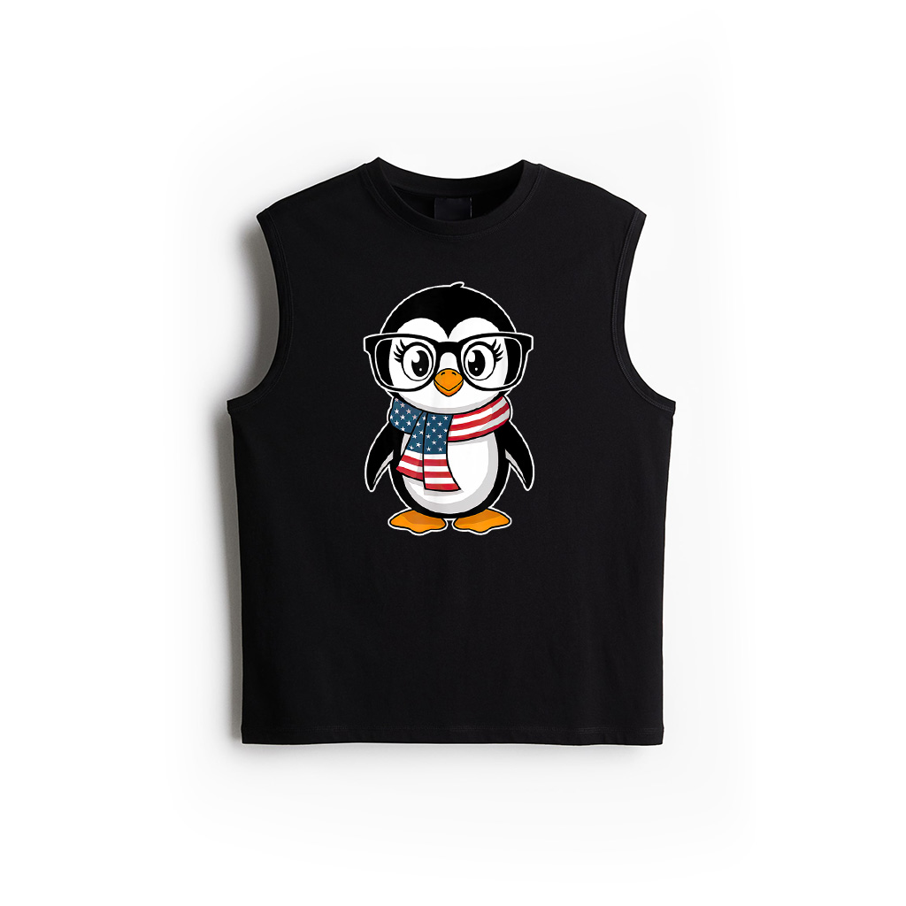 Penguin 4Th Of July USA American Flag Patriotic Cute Tank Top