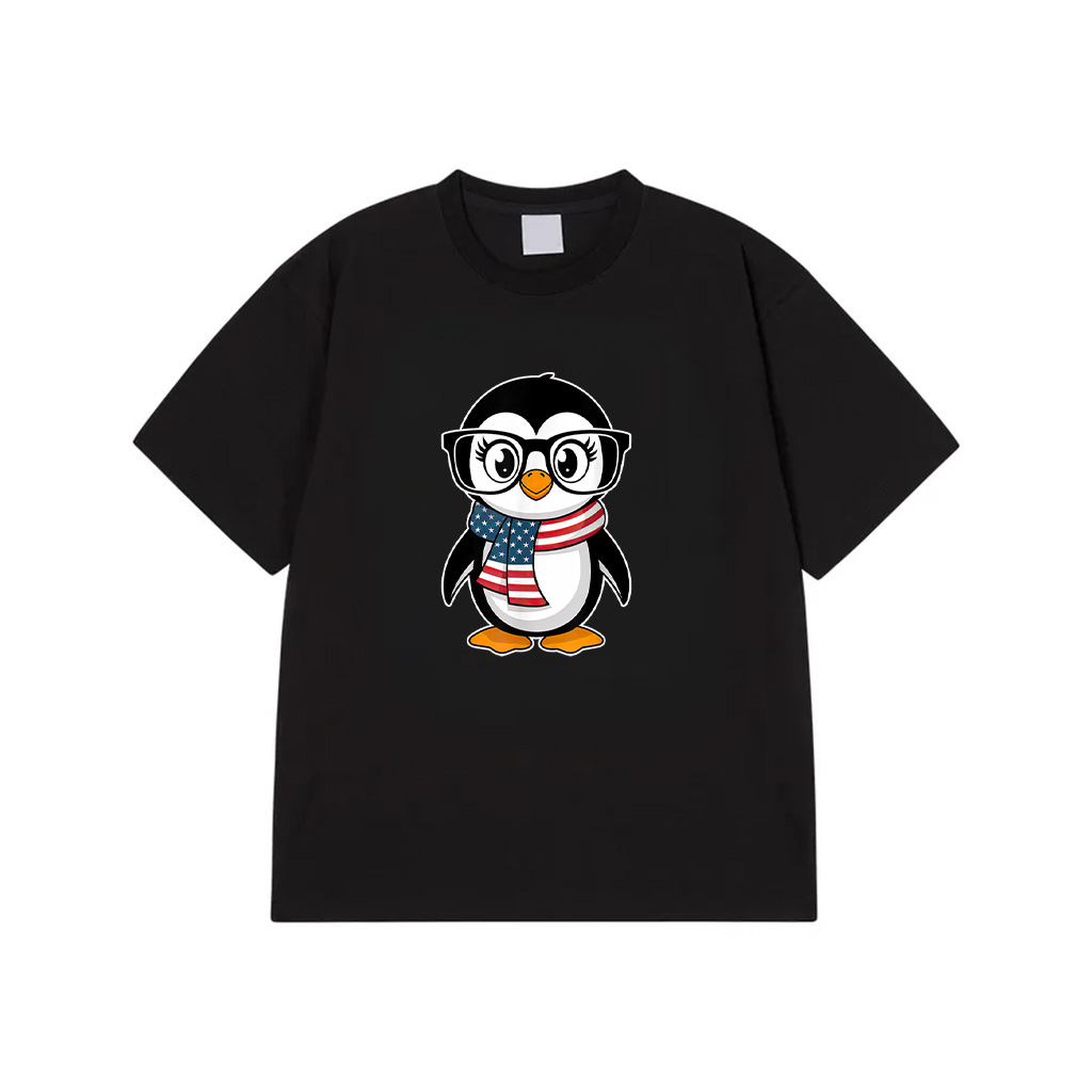 Penguin 4Th Of July USA American Flag Patriotic Cute T-Shirt