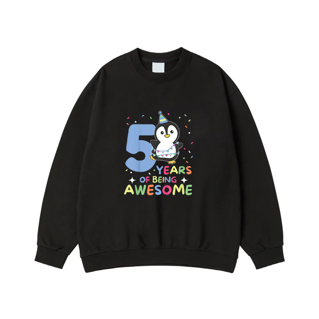 Penguin 5Th Birthday For Kids Five Years Old Sweatshirt