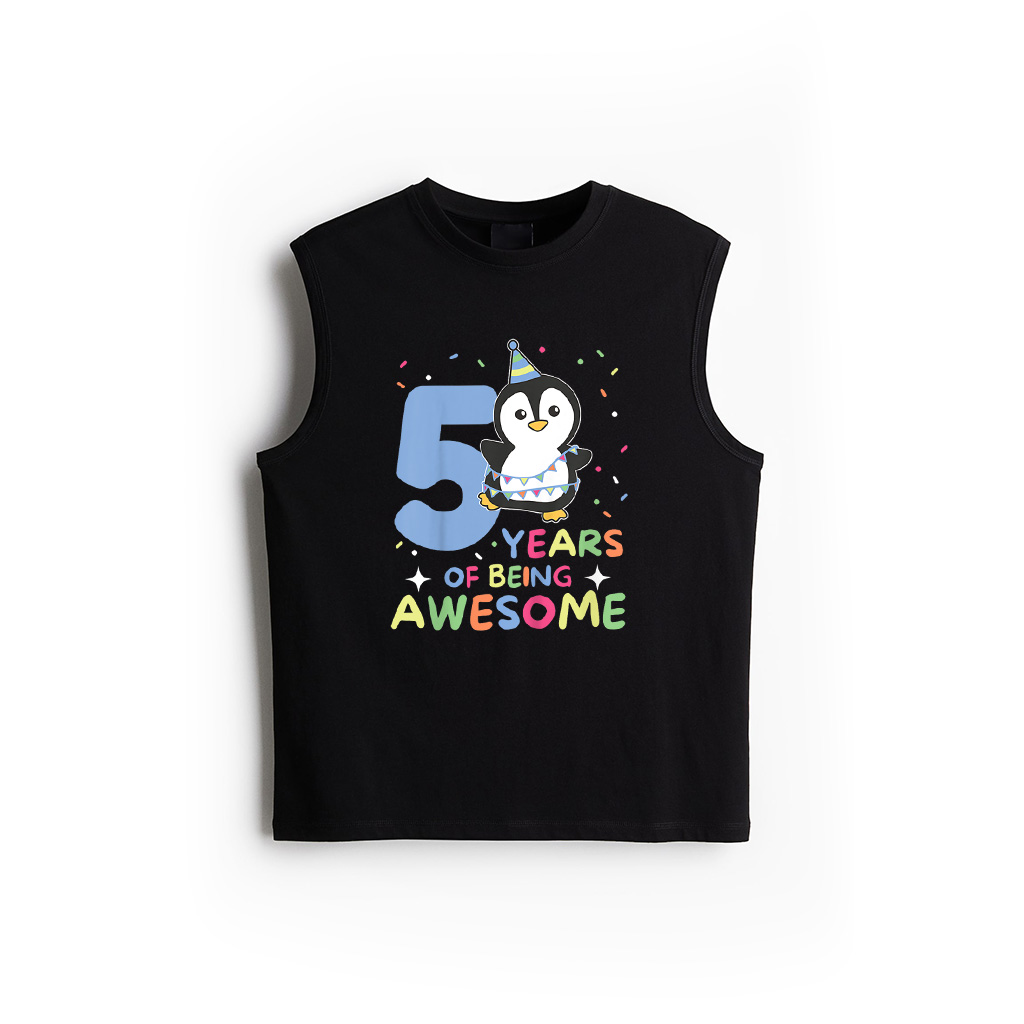 Penguin 5Th Birthday For Kids Five Years Old Tank Top