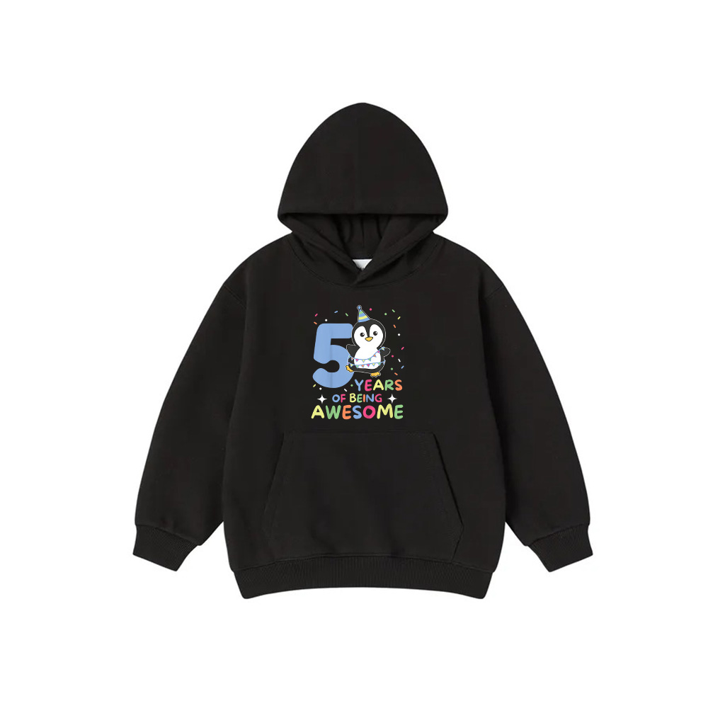 Penguin 5Th Birthday For Kids Five Years Old Hoodie