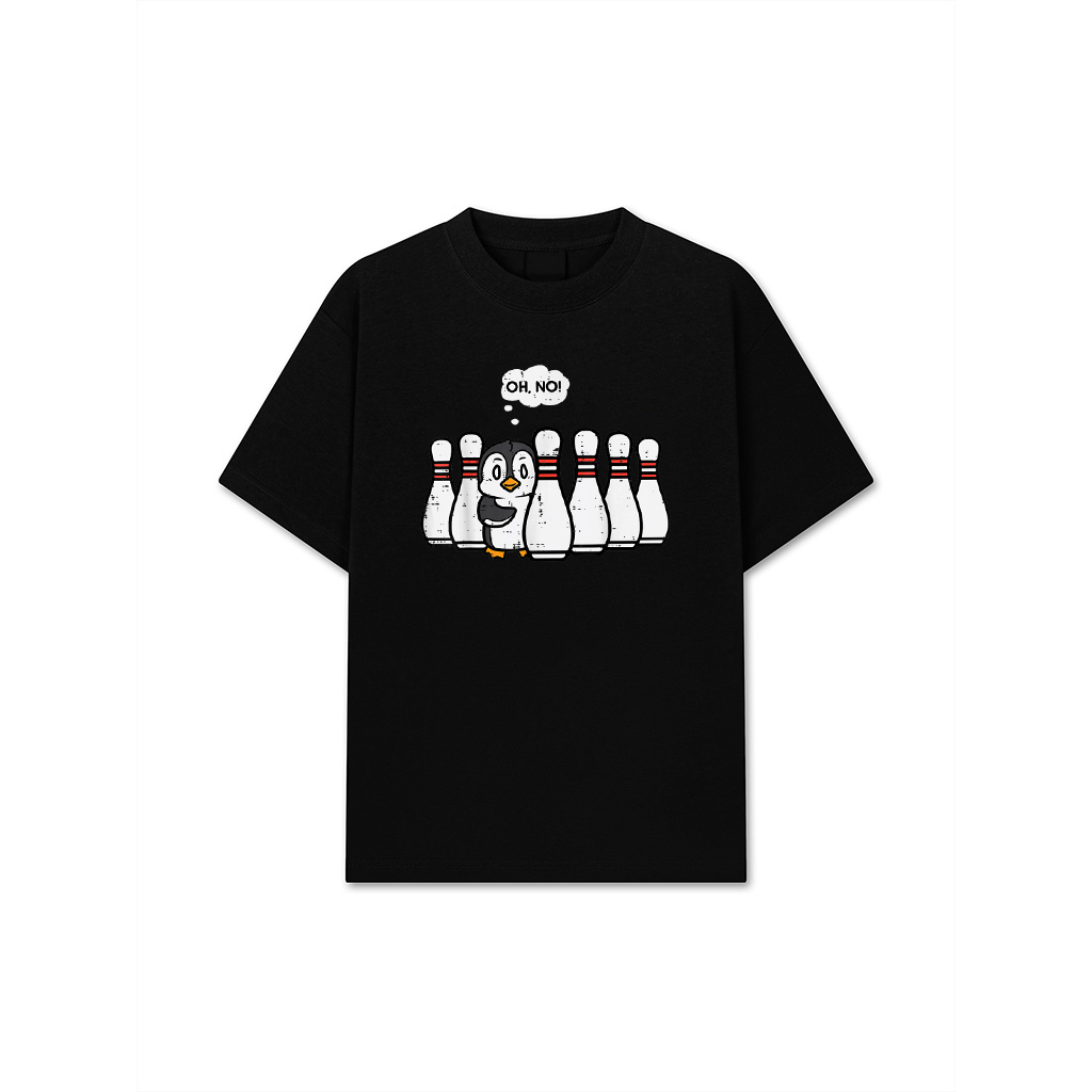 Penguin Bowling Pins Oh No Funny Bowler Player T-Shirt