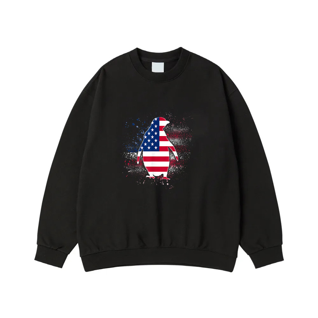 Penguin Independence Day Shirt Patriotic US Flag Sweatshirt