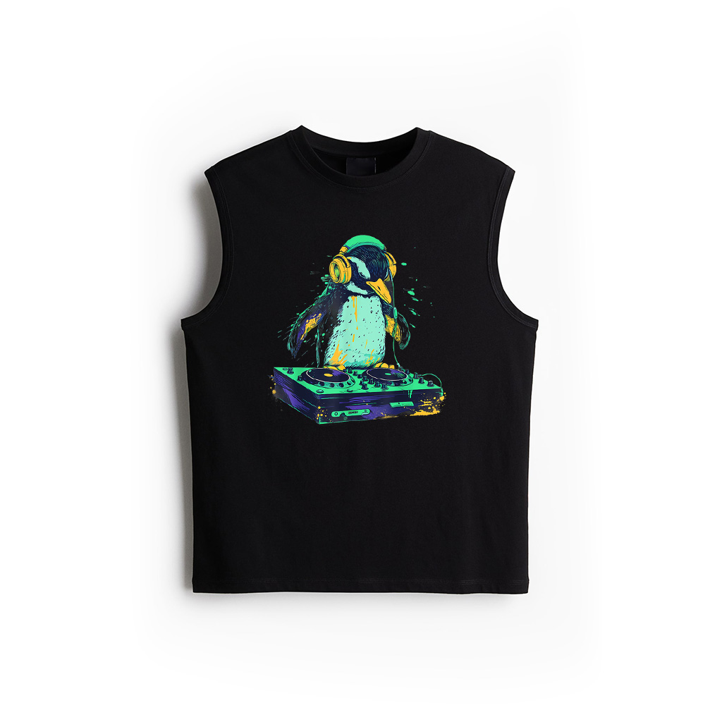 Penguin Music DJ Techno Music Producer Turntable DJ Penguin Tank Top