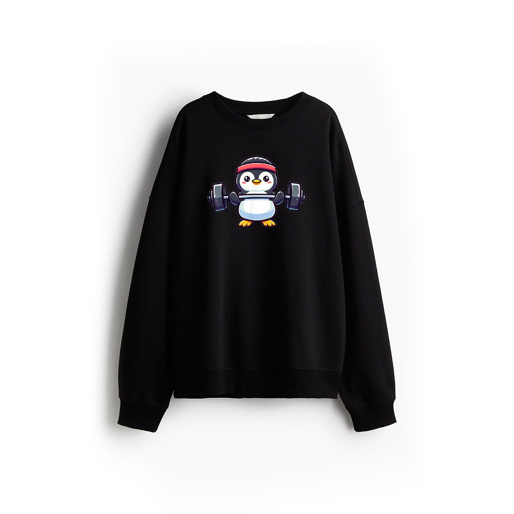 Penguin Powerlifting Weightlifting Gym Workout Sweatshirt