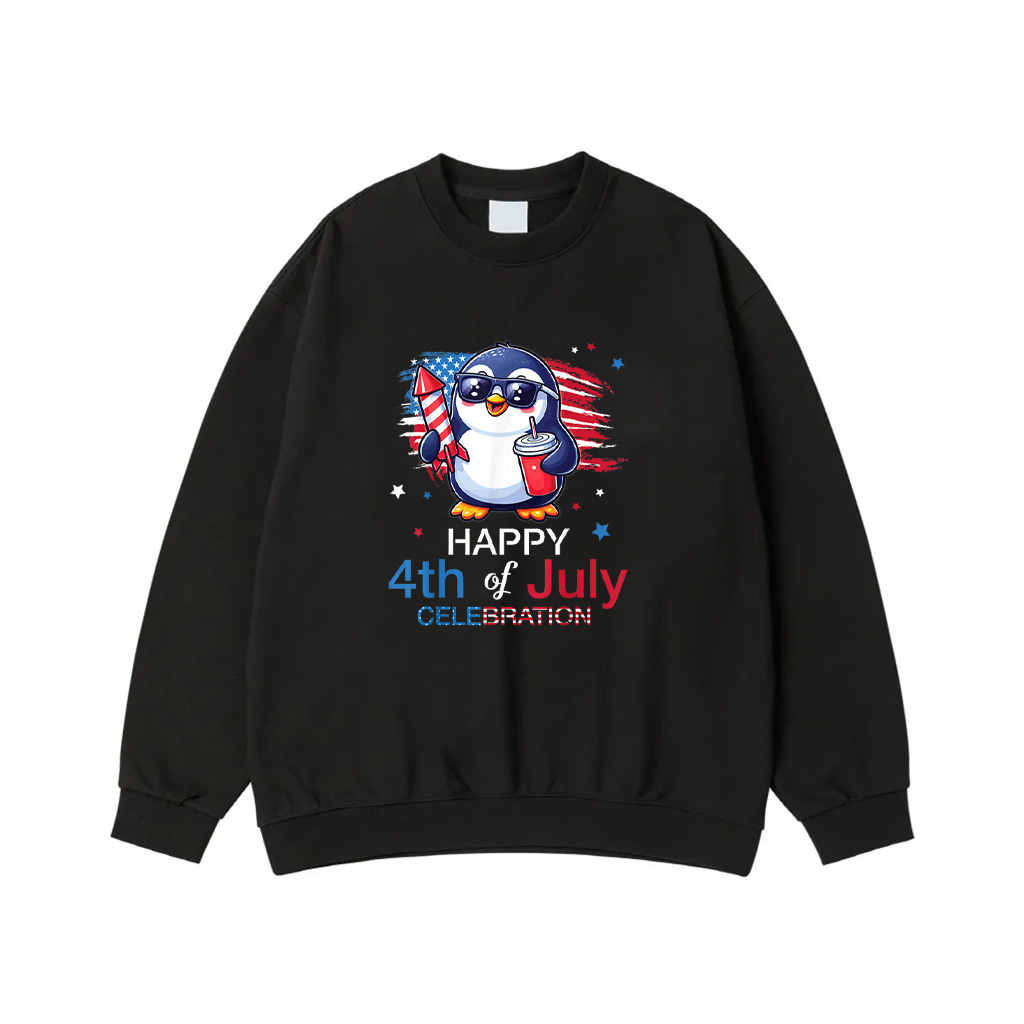 Penguin Red White And Blue Happy 4Th Of July Day Celebration Sweatshirt