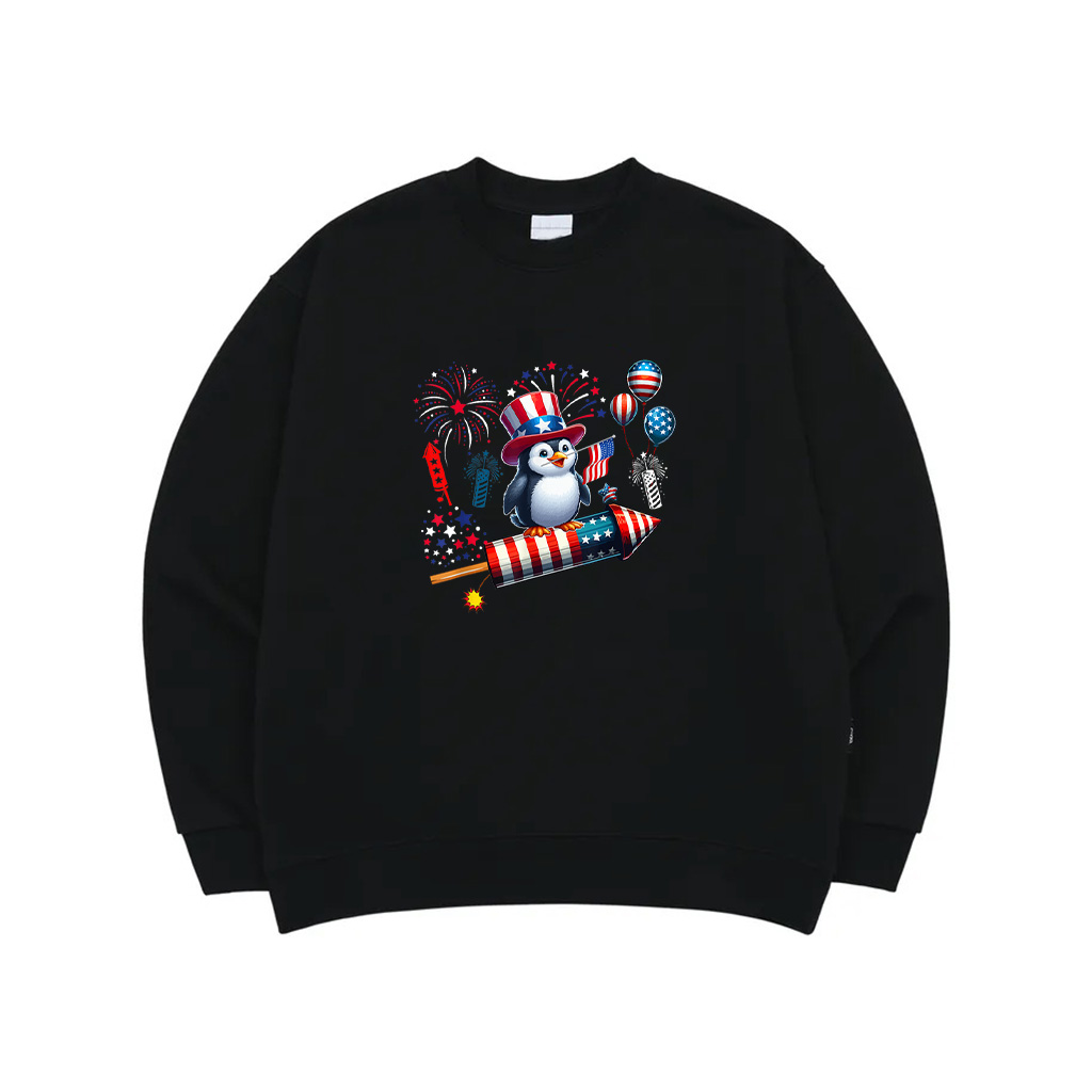 Penguin Riding Firecracker 4Th Of July Bird Proud Flag Sweatshirt