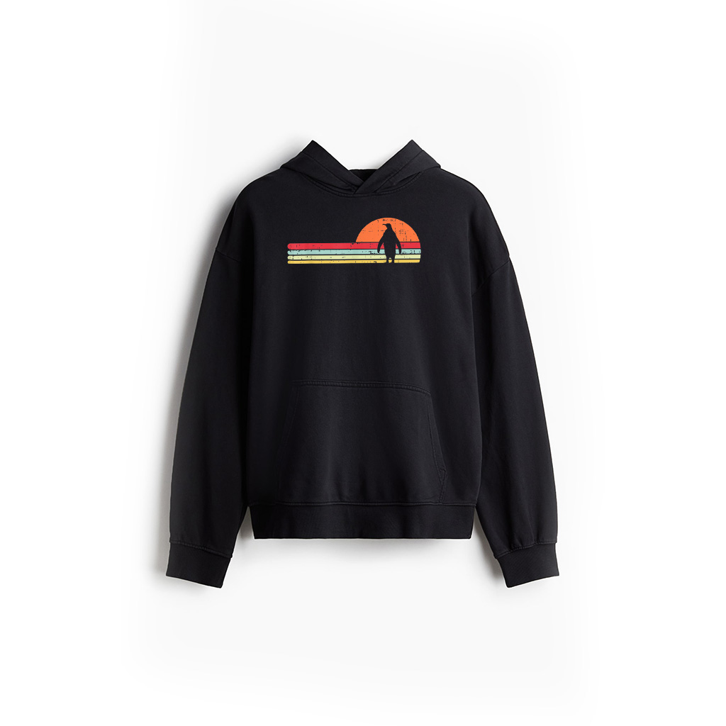 Penguin Silhouette Sunset Chest Vintage Art Hoodie
