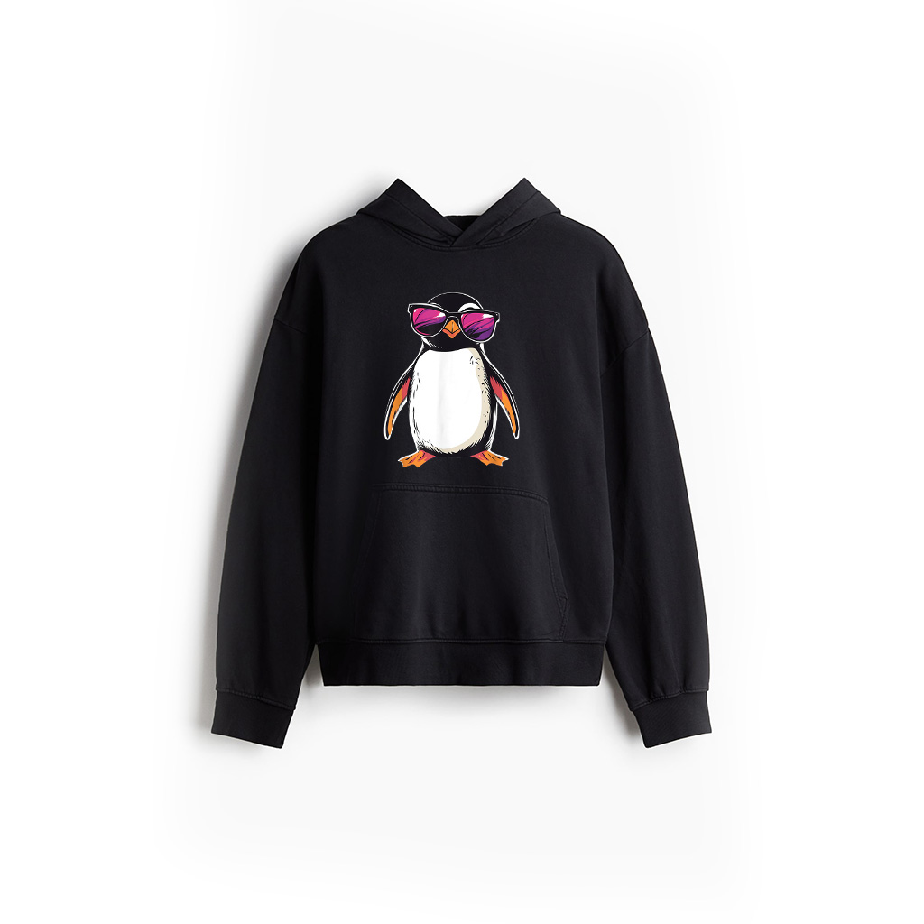 Penguin Wearing Sunglasses Bird Funny Graphic Hoodie